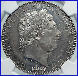 1818 GREAT BRITAIN UK King George III Old ANTIQUE Silver CROWN Coin NGC i87202