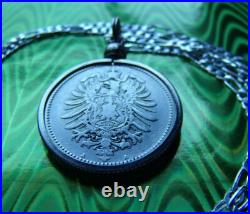 1873-1887 German. 900 Silver Mark Coin Bezel Pendant on a 30.925 Silver Chain