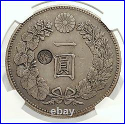 1889 JAPAN Genuine Silver Antique Japanese Yen MUTSUHITO DRAGON Coin NGC i76572