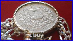 1894 Guatemala Muskets Scales of Justice 2 REALES Pendant 24 925 SILVER CHAIN