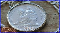 1894 Guatemala Muskets Scales of Justice 2 REALES Pendant 24 925 SILVER CHAIN