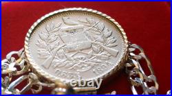 1894 Guatemala Muskets Scales of Justice 2 REALES Pendant 24 925 SILVER CHAIN