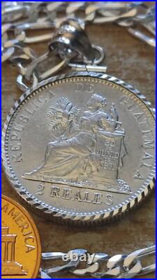 1894 Guatemala Muskets Scales of Justice 2 REALES Pendant 24 925 SILVER CHAIN 1894 Guatemala Muskets Scales of Justice 2 REALES Pendant 24 925 SILVER CHAIN