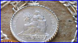 1894 Guatemala Muskets Scales of Justice 2 REALES Pendant 24 925 SILVER CHAIN