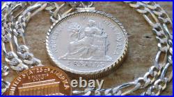 1894 Guatemala Muskets Scales of Justice 2 REALES Pendant 24 925 SILVER CHAIN