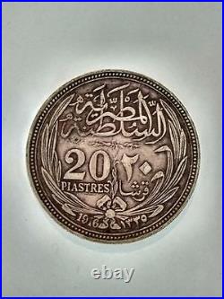1916 Egypt Silver Lucky Antique Coin 20 Piatres Sultan Hussein Kamel VERY RARE