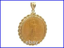 1993 American Eagle Coin Shape Pendant Without Stone 14k Yellow Gold Plated