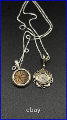 2 Ancient Widow's Mite Coins in Sterling Silver pendants with Neckless