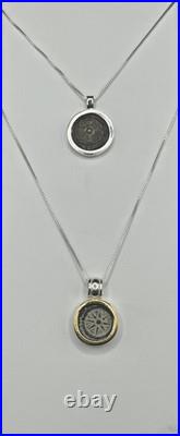 2 Ancient Widow's Mite Coins in Sterling Silver pendants with Neckless