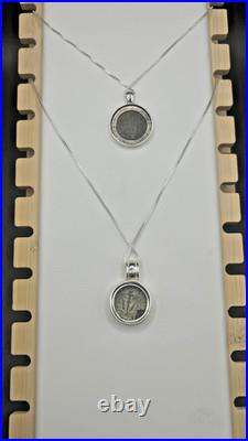2 Ancient Widow's Mite Coins in Sterling Silver pendants with Neckless