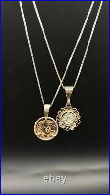 2 Ancient Widow's Mite Coins in Sterling Silver pendants with Neckless