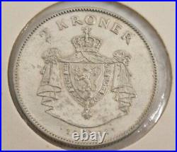 2 Kroner Antique Silver Coin Norway 1907 Norwegian Independence With Guns 7