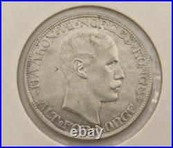 2 Kroner Antique Silver Coin Norway 1916 Norwegian Haakon VII 16
