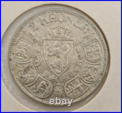 2 Kroner Antique Silver Coin Norway 1916 Norwegian Haakon VII 16
