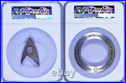 2-coin-set 2019 Star Trek STARFLEET COMMAND EMBLEM Antiqued Silver $1$2 3oz MS70