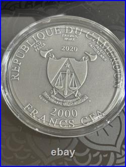 2 oz. Ancient Buddha Silver Coin 2020 Cameroon 2,000 CFA Francs Antique Finish 2 oz. Ancient Buddha Silver Coin 2020 Cameroon 2,000 CFA Francs Antique Finish