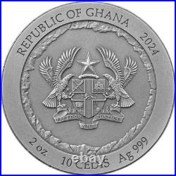2 oz Silver Coin 2024 Ghana Rock-cut Monuments Mount Rushmore Antiqued