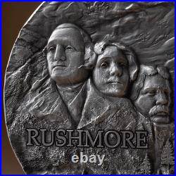 2 oz Silver Coin 2024 Ghana Rock-cut Monuments Mount Rushmore Antiqued