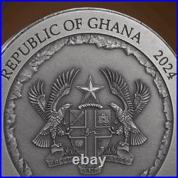 2 oz Silver Coin 2024 Ghana Rock-cut Monuments Mount Rushmore Antiqued