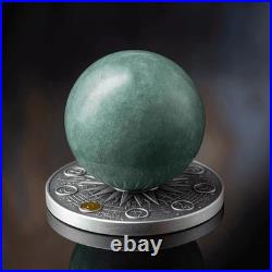 2 oz Silver Coin 2025 Ghana Solar System Uranus Antiqued Quartz Spherical
