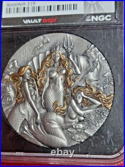 2 oz Silver Mermaids Orange Antiqued 2025 Cameroon S2000F NGC MS70 Vaultbox