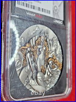 2 oz Silver Mermaids Orange Antiqued 2025 Cameroon S2000F NGC MS70 Vaultbox
