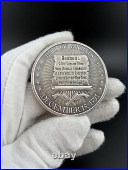 2 oz Silver Washington Bill of Rights 2nd Amendment Medal BU Antiqued
