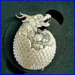 2 oz silver coin Tchad Dragon Egg Hatchling Very Rare limited made 500 only