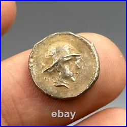 2000+ Years old ancient Roman king with cap solid silver coin