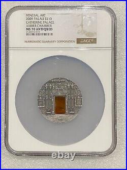 2009 Palau Mineral Art Catherine Palace NGC MS 70 Antiqued Amber Chamber