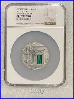 2013 Fiji Malachite Room 3 Oz Silver Coin Antique Finish NGC MS 70