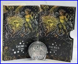 2014 Belarus Taurus Zodiac Antiqued Finish. 925 Silver Coin