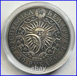 2014 Belarus Taurus Zodiac Antiqued Finish. 925 Silver Coin