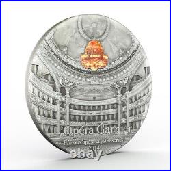 2014Palau $10 Famous Opera Crystal Series Paris Palais Garnier 2 Oz Silver Coin