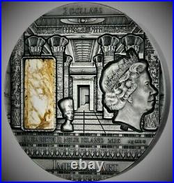 2015 $2 Niue Imperial Art EGYPT Antique Finish 2 OZ. Coin With Citrine Crystal