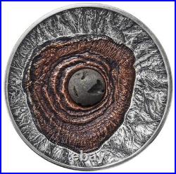 2015 $2 Niue VESUVIUS VOLCANO POMPEII LAVA Antique Finish 2 Oz Silver Coin