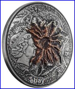 2015 $2 Niue VESUVIUS VOLCANO POMPEII LAVA Antique Finish 2 Oz Silver Coin