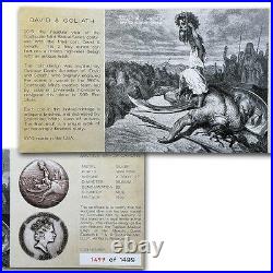 2015 Biblical Series David & Goliath 2 oz Silver Antiqued Coin With OMP & COA