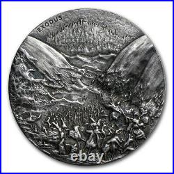 2015 Biblical Series Exodus 2 oz. 999 Silver Antiqued Finish HR Coin WithOMP & COA