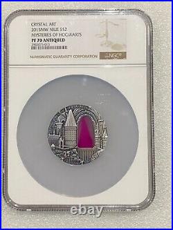 2015 Niue CRYSTAL ART Agate Mysteries of Hogwarts NGC PF 70 Antiqued