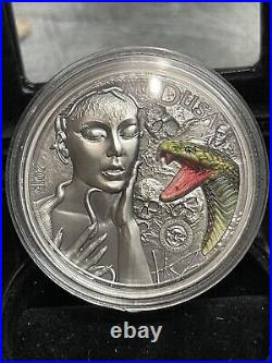 2015 Palau 2 Oz Antique Silver Mythical Creatures Collection Medusa Coin