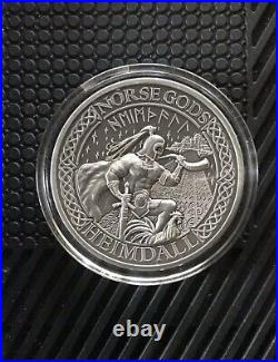 2016 COOK ISLANDS NORSE GODS HEIMDALL 2 OZ ANTIQUED SILVER COIN WithBOX & COA