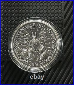 2016 COOK ISLANDS NORSE GODS ODIN 2 OZ ANTIQUED SILVER COIN WithBOX & COA