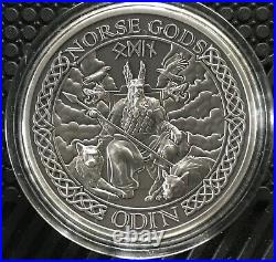 2016 COOK ISLANDS NORSE GODS ODIN 2 OZ ANTIQUED SILVER COIN WithBOX & COA