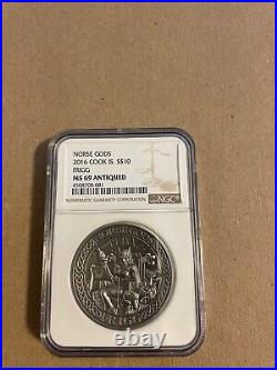 2016 Cook Island Silver Norse Gods Frigg NGC69 Antiqued