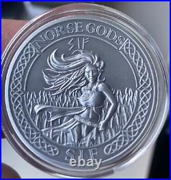 2016 Cook Islands 2 oz Antiqued Silver Norse Gods SIF, Early Year Mintage