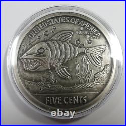 2016 Mr. The Hobo Nickels Antique 1oz Silver Green Fairy Fishbone Coin #54390P