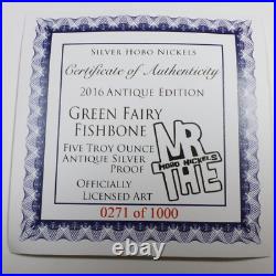 2016 Mr. The Hobo Nickels Antique 1oz Silver Green Fairy Fishbone Coin #54390P