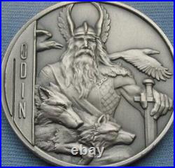 2016 Niue $5 Norse Gods Odin 2 oz. 999 Silver Ultra High Relief Antiqued + box