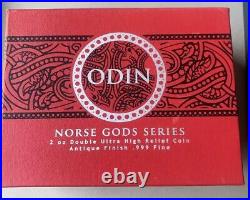 2016 Niue $5 Norse Gods Odin 2 oz. 999 Silver Ultra High Relief Antiqued + box